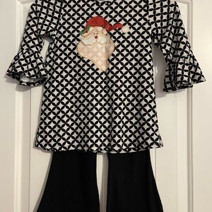 Rare Too Girls Black & White Geo Santa Pajama Set - Festive Holiday set girls 6